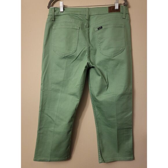 Lee Regular Fit Denim Capri Mid Rise Light Green Pant Women Size 14M Trendy - Picture 2 of 5